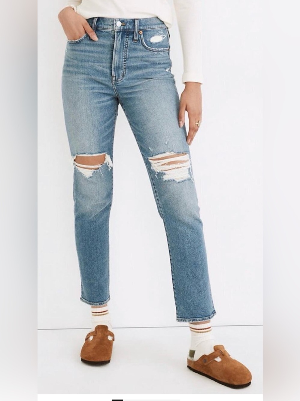 NEW MADEWELL DENMAN WASH THE PERFECT VINTAGE MOM JEANS NC328 DISTRESSED SIZE 28